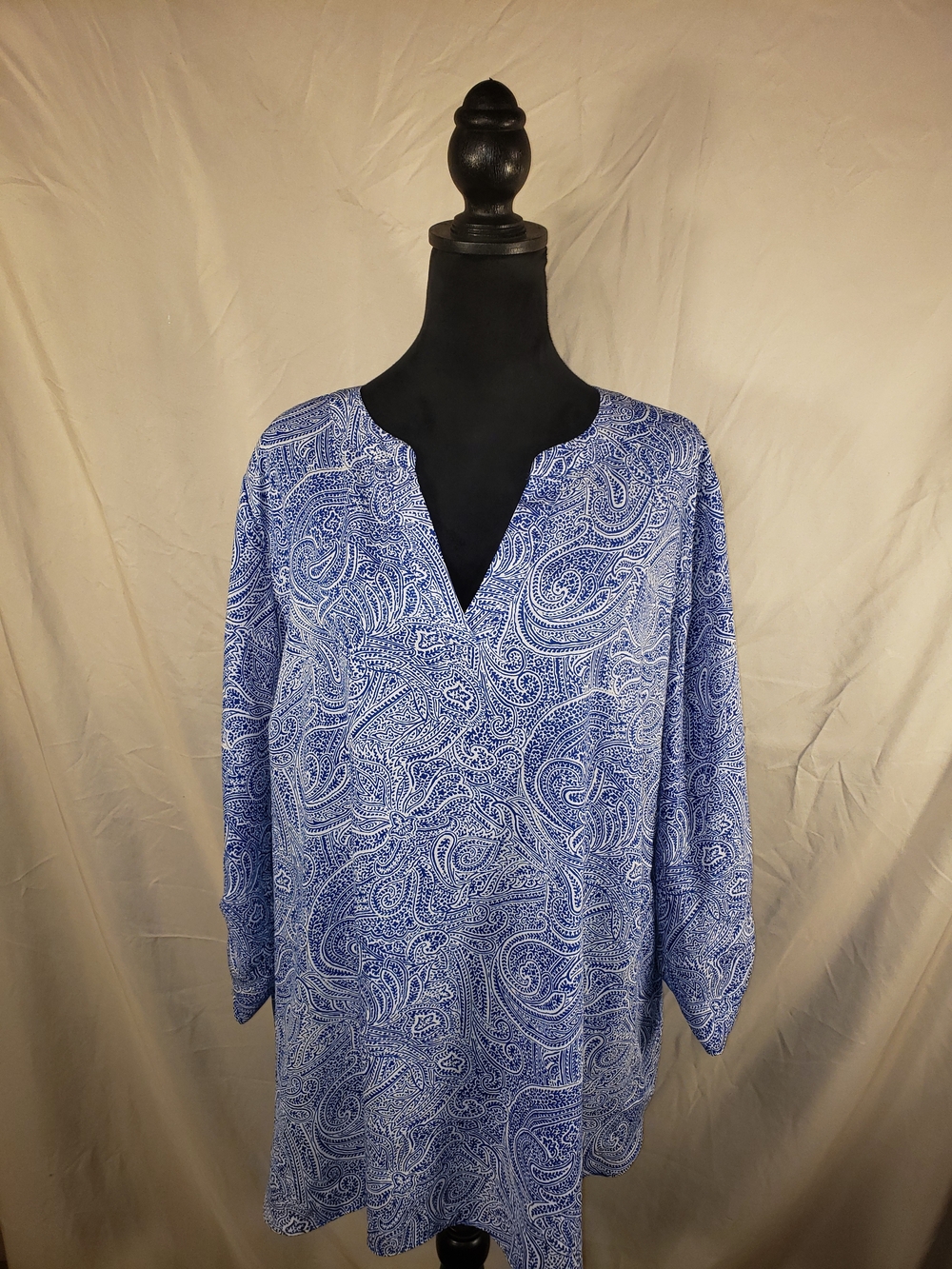 Chaus Blue Paisley Top - 2X
